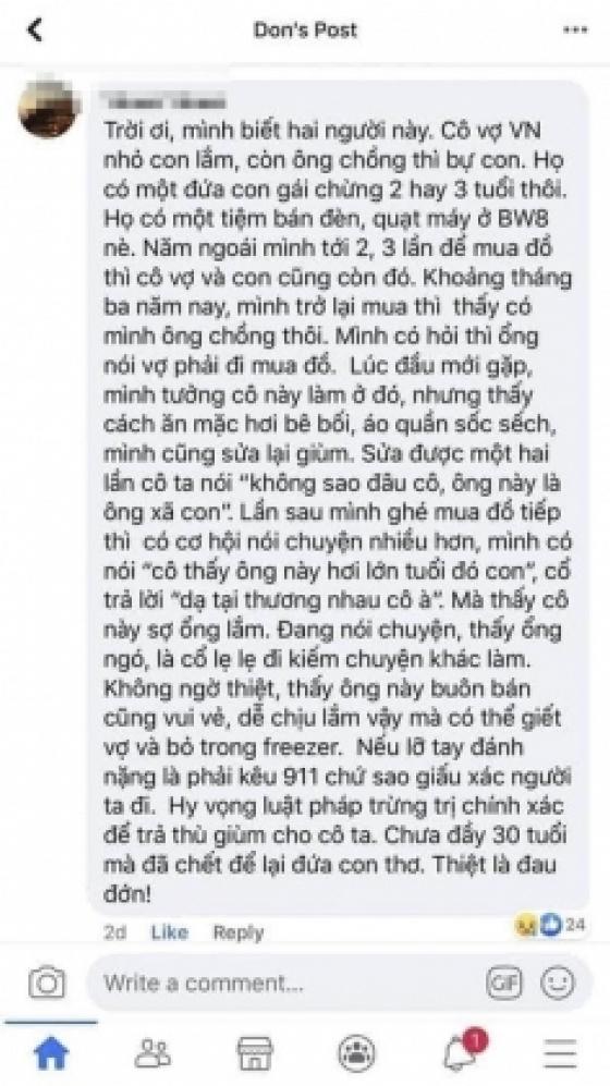 132 5 Co Dau Viet Bi Chong Tay Thu Tieu Roi Giau Xac Vao Tu Lanh Nhieu Lan Len Facebook Cau Cuu Nhung Bi Nem Da Vi Cho La Cau View