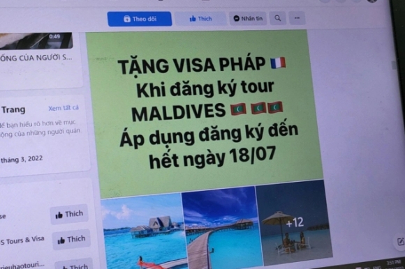 Hoang mang trước quảng cáo tour Maldives tặng kèm visa Pháp