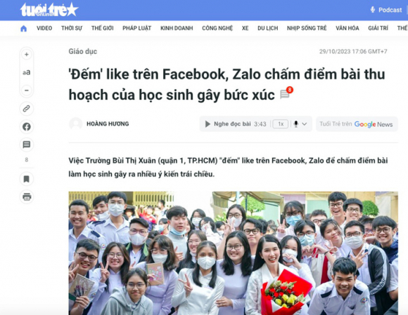 Đếm 'like' chấm điểm bài ngoại khóa: Đừng để sa đà