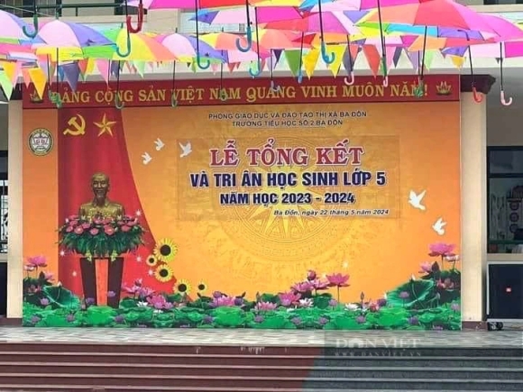 Băng rôn “tri ân học sinh lớp 5” của trường tiểu học ở Quảng Bình do lỗi đánh máy?